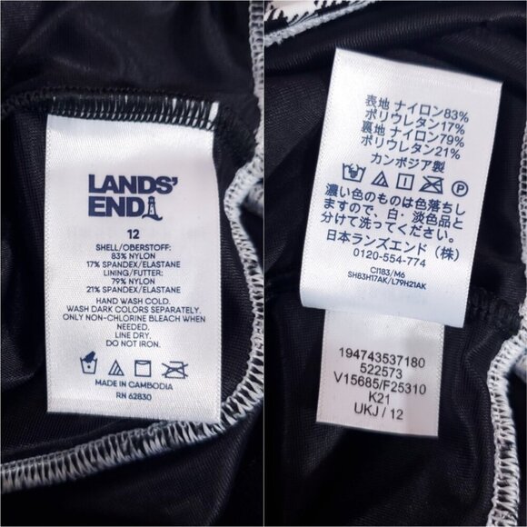 NWT Lands End Womens Size 12 Black White Gingham Swim Dress Bathing Suit - Picture 13 of 16